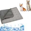 Pet Cooling Mat Cooling Fiber - Washable Non-Toxic Pet Indoor Outdoor Bed, Foldable Pee Pads for Dogs Settle Mat Cooling Dog Blanket Cat Cooling Pad (Grey, Large)