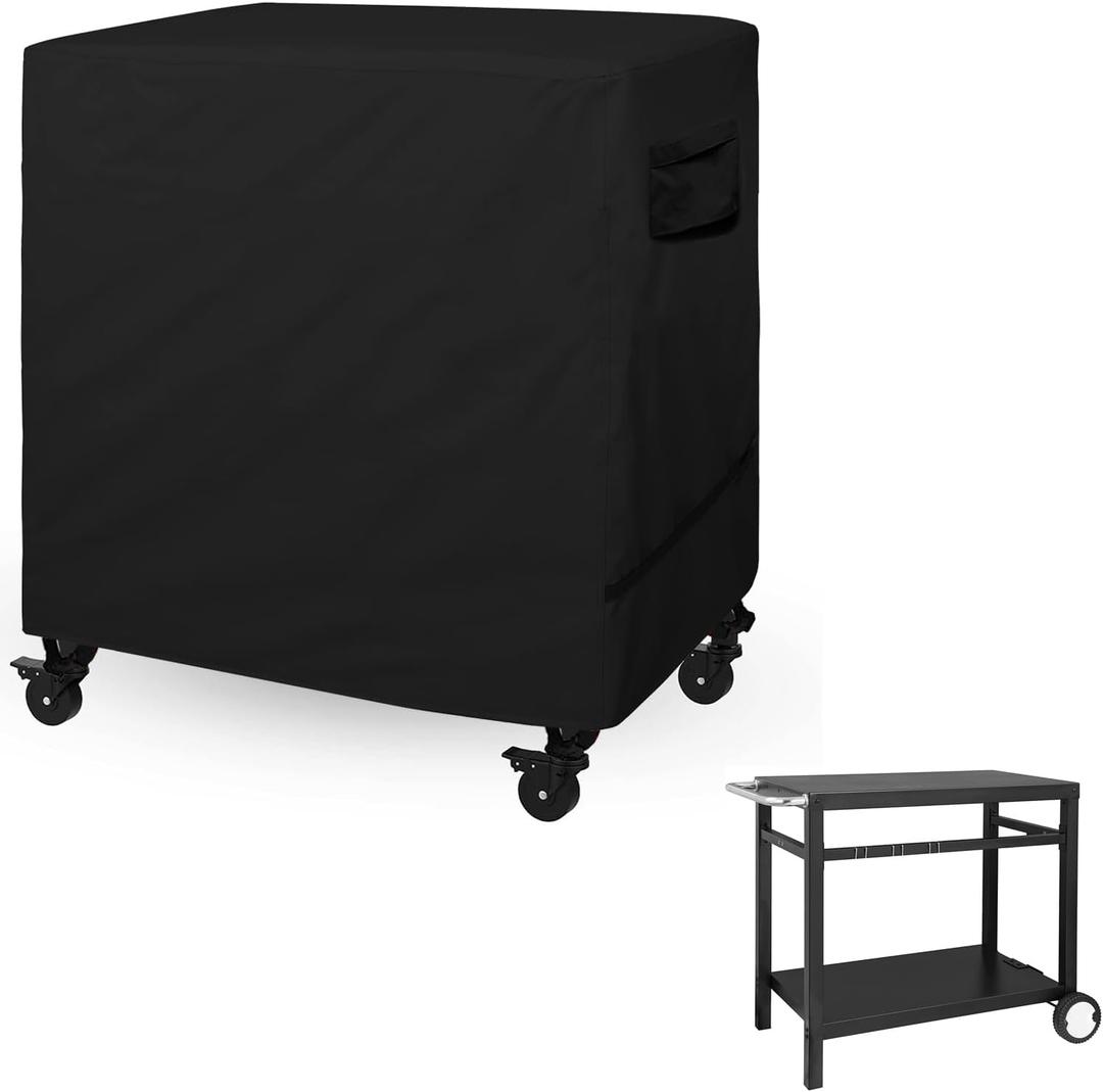 WOMACO Outdoor Dining Cart Cover, Waterproof Prep Table Cover for Movable Double Shelf Worktable, Heavy Duty Patio Bar Cart BBQ Table Cover,All Weather Protect-49.2" x 25.6" x 33.5"