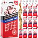 Fly Strips Indoor Sticky Hanging 10pk with Pins. Non Toxic Outdoor Fly Trap Indoor for Home. Flies Tape Paper Trap Ribbon Roll for House Gnat Fruit and Housefly. Bug Catchers for Inside Home Flypaper.