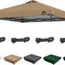 10x10ft Canopy Replacement Top Cover with Air Vent, UV Protected & Waterproof Pop-up Canopy Roof, Adjustable Elastic Straps for Outdoor Patio Garden Sun Shade Tent (Top Only) (Khaki)