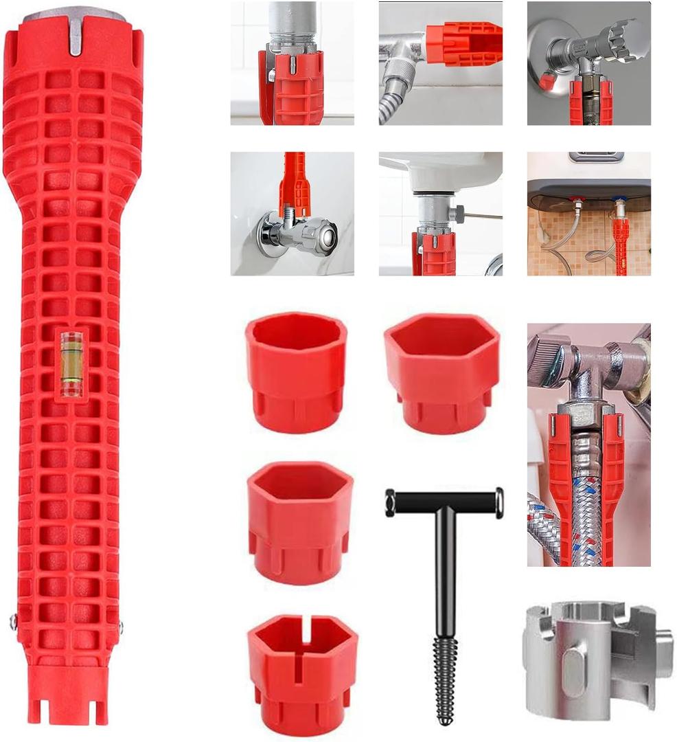 Tap Spanner Tool, 12-in-1 Multi-Functional Faucet Wrench, Comfortable Grip, Anti-Slip, for Sink, Bathroom & Kitchen Plumbing, Faucet Installation, Plumbing Repair Kita