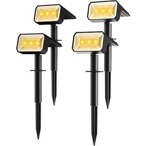 Fabrito 4 Pack Solar Spot Lights Outdoor Waterproof IP67, [108 LEDs, 4 Modes] Dusk to Dawn Spotlights for All Night, 2-in-1 Solar Landscape Lights for Garden, Yard, Tree, Pool, Warm White