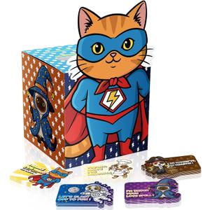 Jaywayang Valentine Box for Kids Classroom School Gifts Exchange, Dog and Cat Valentine's Day Cards for Boys Girls Greeting Party Favor(1 Mailbox, 36 Dog and Cat Cards, 4 Teacher Card)