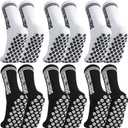 6 Pairs Non Slip Soccer Socks Stripe Anti Slip Football Baseball Athletic Soccer Socks for Men Women