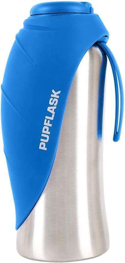 PupFlask Large Dog Water Bottle | 27 or 40 OZ Stainless Steel | Convenient Dog Drink Dispenser | Puppy Travel Water Bowl | Portable Pet Hydration Bottle | Leak Proof | Perfect Size for All Breeds (Nebulas Blue)
