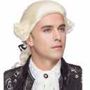 Colonial Judge Wig, Long Wave Wig for Men, Washington Halloween Costume, Cosplay (Beige)