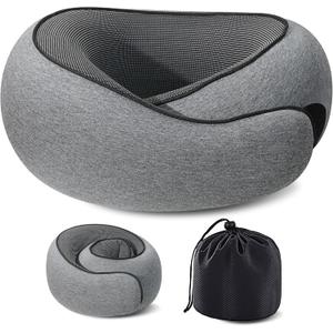 Neck Travel Pillow for Airplanes, Memory Foam Pillows for Travel Long Flight, Comfortable & Portable Neck Airplane Pillow Designed for Travel, Airport, Trains, Car Driving, Office