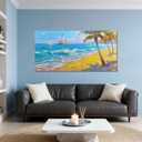 Brushart Beach Nautical Wall Art for Living Room Large Coastal Bedroom Pictures Paintings Wall Decor Ocean Textured Artwork for Dining Room Walls Home Office, 48"x24"