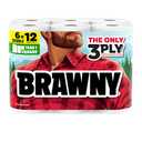 Brawny Tear-A-Square 3-Ply Paper Towels, 6 Double Rolls = 12 Regular Rolls (3 Packs of 2)