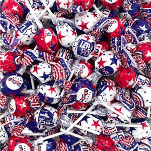 Patriotic Candy, Fruit Lollipops, Red White and Blue Candy - 35 Count (EXP 01/16/28)