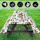 Picnic Table Cover with Bench Covers 6FT Camping Essentials Fitted Picnic Table Cloths Camping Table Cover Outdoor Elastic Picnic Tablecloth (3pcs-72")