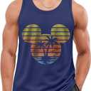 Flafens Tank Tops Men Summer - Sleeveless Shirts Workout Gym Cotton Tank Shirts Graphic Loose Fit Running Sports Casual (Blue, XL)