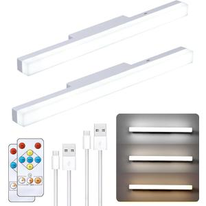 5w Rechargeable Battery LED Picture Light 2Pack, 4000mah 3CCT Magnetic led Lights for Pictures with Remote Dimmable and Timer,3 Lighting Modes Magnetic Light for Reading or Working