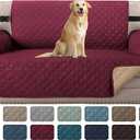 H.VERSAILTEX Reversible Loveseat Couch Cover for 2 Cushion Couch Loveseat Slipcover Loveseat Cover for Dogs Water Resistant Furniture Protector with Elastic Strap(Loveseat, Red/Tan)