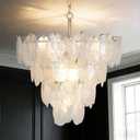 9-Light Modern Gold Chandelier, D21 Cloud Glass Pendant Light Fixture, 4 Tier Round Crystal Glass Chandelier Lighting for Living Room Bedroom Dining Room Kitchen Entryway