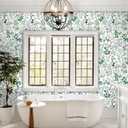 2 x Dimoon 17.3''x78.7''Peel and Stick Wallpaper Renter Friendly Contact Paper Floral Wallpaper Wall Art Waterproof Kitchen Bathroom Cabinet Drawers Thickening Waterproof Stick on Paper Pink Vinyl Wrap (White & Green)