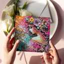 pigpigboss 6 Packs Angel Diamond Painting Greeting Cards | With Envelope, Fairy Diamond Art, Special Shaped Flower Wings, Birthday Blessing Arts Crafts for Adult