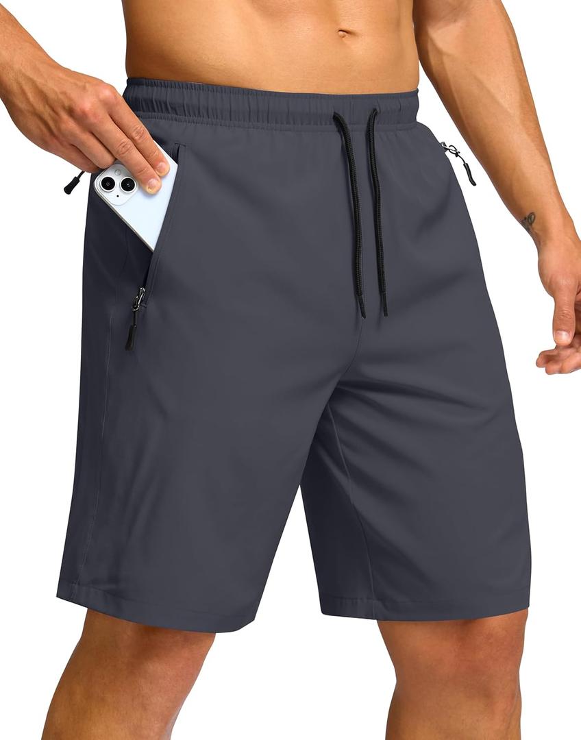 G Gradual Men's Hiking Shorts 7"/9" Lightweight Athletic Shorts for Men Quick Dry Stretch Casual Shorts with 3 Zipper Pockets (9XL, Black)