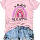 Breast Cancer Shirts for Women: in October We Wear Pink Tshirt Breast Cancer Awareness Tees Rainbow Ribbon Tops (Pink, M)