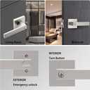 Door Handle Heavy Duty, Keyed Alike Entry Door Lever, Door Knobs with Lock and Key, Square Door Lever in Satin Nickel for Bedroom, Bathroom and Front Door