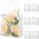 BESARME 30 Pack Clear Gift Bags with Handle, Reusable Plastic Bags Small Gift Wrap Tote Bags Candy Bags for Wedding Birthday Party Favors(6.3" x 5.9" x 2.8") (Clear 6.3x5.9x2.8 inches)