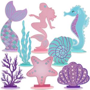Mermaid Party Decorations Glitter Mermaid Table Centerpiece for Birthday Party Under the Sea Table Centerpiece Ocean Theme Table Ornaments for Girl Baby Shower Birthday Party Supplies DIY Decor