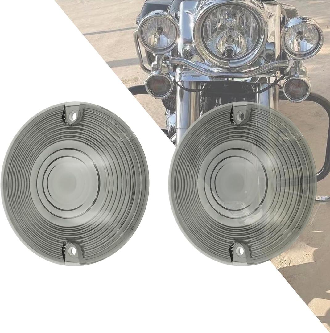 Flat Turn Signal Light Smoke Lens Cover 3.25" Fit For Harley Touring Road King Electra Glides Ultra Glide Road Glide Street Glide 1986-up 2pc