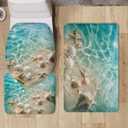 Flashideas Starfish Shell 3 Piece Bathroom Rug Set Non Slip Contour Mat Toilet Lid Cover and Bath Rug Absorbent Bath Mat Set Bath Mats Shower Mats Bath Rug Mat for Tub Toilet Bathroom