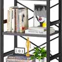 Homeiju Bookshelf, 3 Tier Industrial Bookcase, Metal Small Bookcase, Rustic Etagere Book Shelf Storage Organizer for Living Room, Bedroom, and Home Office(Grey) Patent Pending D29873033