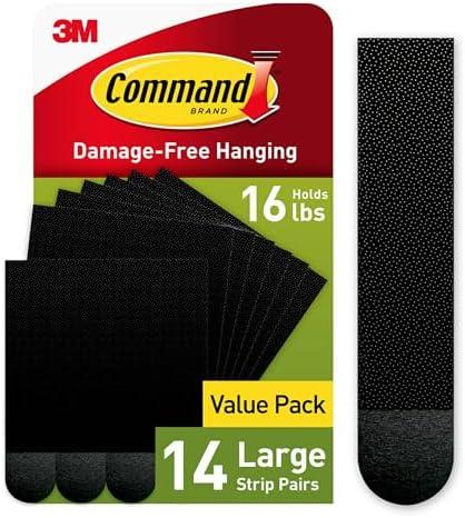 Command Large Picture Hanging Strips, Black, Holds up to 16 lbs, Easy to Open Packaging