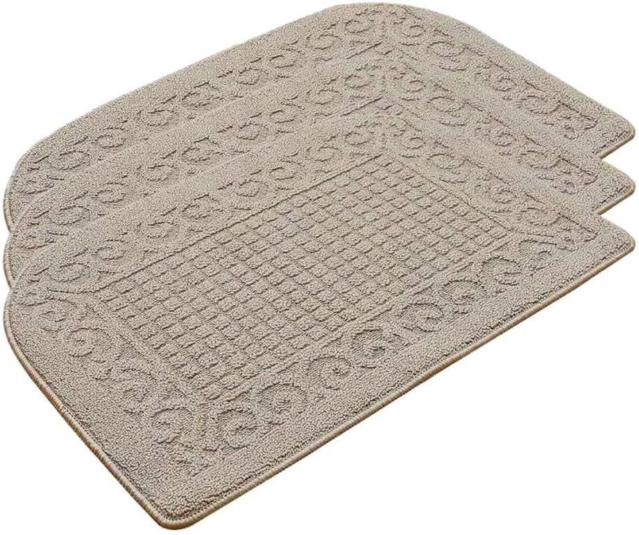COSY HOMEER 32X20 Inch Anti Fatigue Kitchen Rug Mats are Made of 100% Polypropylene Half Round Rug Cushion Specialized in Anti Slippery and Machine Washable,Beige(3 pcs)