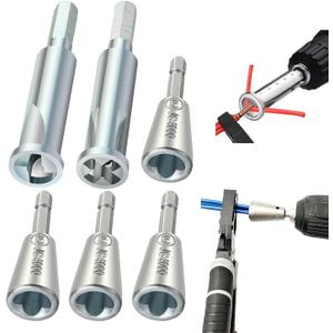 6 Pcs Wire Twister Tool for Drill, Wire Nut Twister Wire Stripper Tool Connector Driver with 1/4" Chuck Cable,Wirer Nut Twister & Wires Twister Tools for Drill