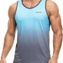 EZRUN Men's Quick Dry Tank Top UPF 50+ Summer Beach Swim Shirts for Gym Workout Athletic Muscle Sleeveless Shirts (X-Large, Blue Gradient)