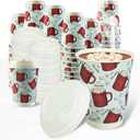 Upper Midland Products [100 Sets] 12 oz Double Wall Insulated Disposable Hot Chocolate Cups and Lids - Recyclable To Go Hot Cocoa Christmas Cups