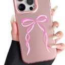 ZTOFERA for iPhone 16 Pro Max Case,Cute Pink Ribbon Bow Tie Planet Star Floral Aesthetic Phone Case,Trendy Slim Hard IMD Shockproof Protective Bumper Phone Cover for Women Girls,Ribbon