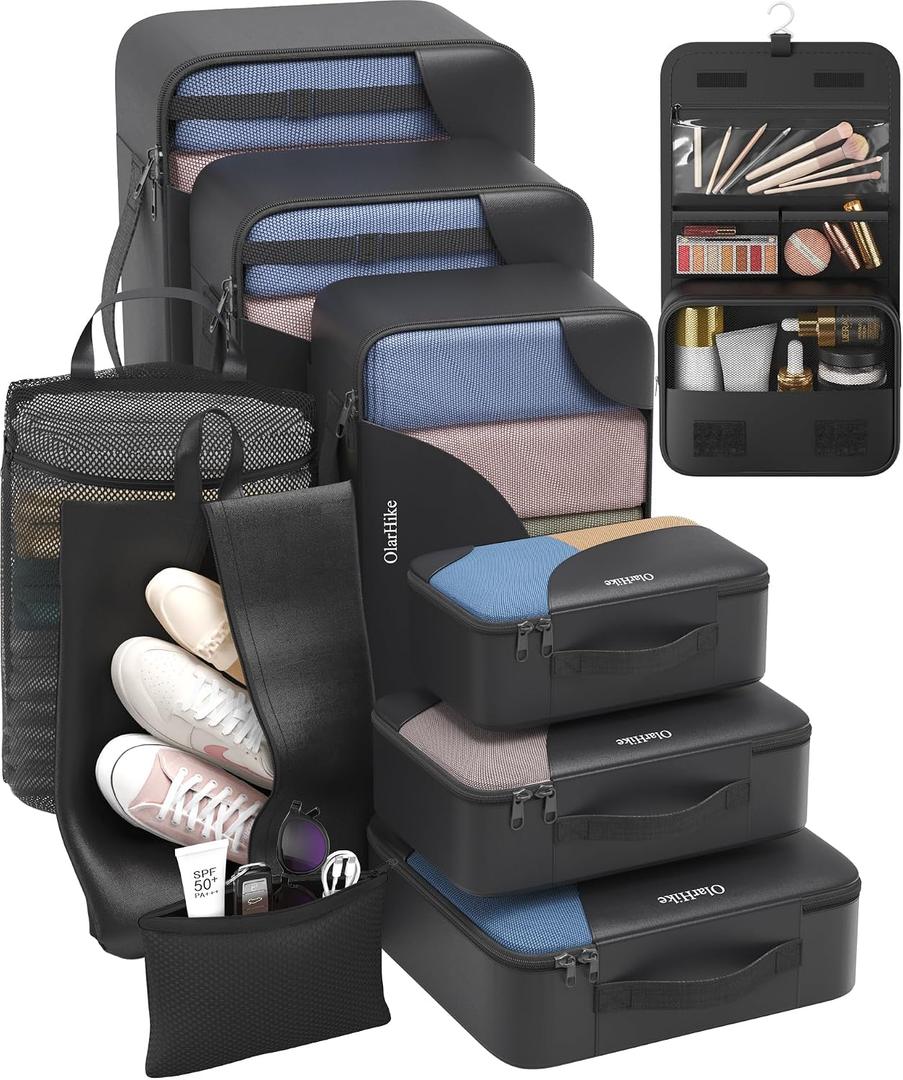 10 Set Packing Cubes for Travel, Gifts for Women Mom,Anti-Tearing Suitcase Organizer,OlarHike Vacation Essentials & Accessories for Cruise Ship