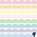 24 Pcs Magnetic Borders for Classroom Magnetic Bulletin Board Borders Scalloped Whiteboard Strips for School Classroom Office Chalkboard Decoration(Pastel)