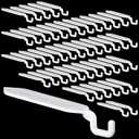 Yinkin 24 Pcs Flat 3" Light Hooks Plastic Hooks Christmas Light String Hanging Patio for Solid Insulated Aluminum String Hanging up to 4 Lbs