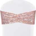 SquarePie Pack of 50 Sequin Chair Sashes Rose Gold Glitter Bows Bands for Wedding Banquet Party Decor