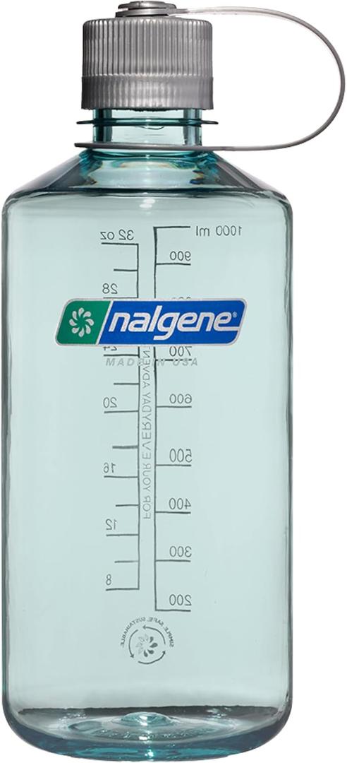 Nalgene Sustain Tritan BPA-Free Water Bottle Made with Material Derived from 50% Plastic Waste (using ISCC certified mass balance), 32 OZ, Narrow Mouth, Seafoam