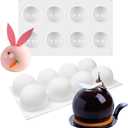 Sphere Silicone Cake Mold, 3D Ball Mousse Cake Molds for Baking, French Dessert Chocolate Fondant Molds for Candy Truffle Cupcake Jelly Pudding Ice Soap (8-Cavity)