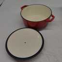 Mueller 6qt Enameled Cast Iron Dutch Oven, Heavy-Duty Casserole and Braiser Pan with Lid and Knob, Safe for All Cooktops, Aqua Red