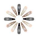 Metal Snap Hair Clips Water Drop No Slip Hair Barrettes for Women Large Hair Clips For Thick And Thin Fine Hair,Black/Brown/Beige,2.67 x 0.7 Inches,12 PCS