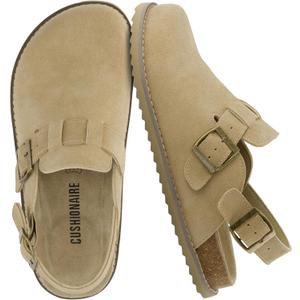 CUSHIONAIRE Brooklyn Suede Womens Slides Comfortable Clog Mules with Adjustable Buckles Summer Shoes for Women 11M