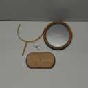 Tstarer Desk Makeup Mirror with Solid Wood,Elliptical Vanity Table Mirror for Living Room Bedroom (7.5 W x 13.5 H) (Rustic Brown)