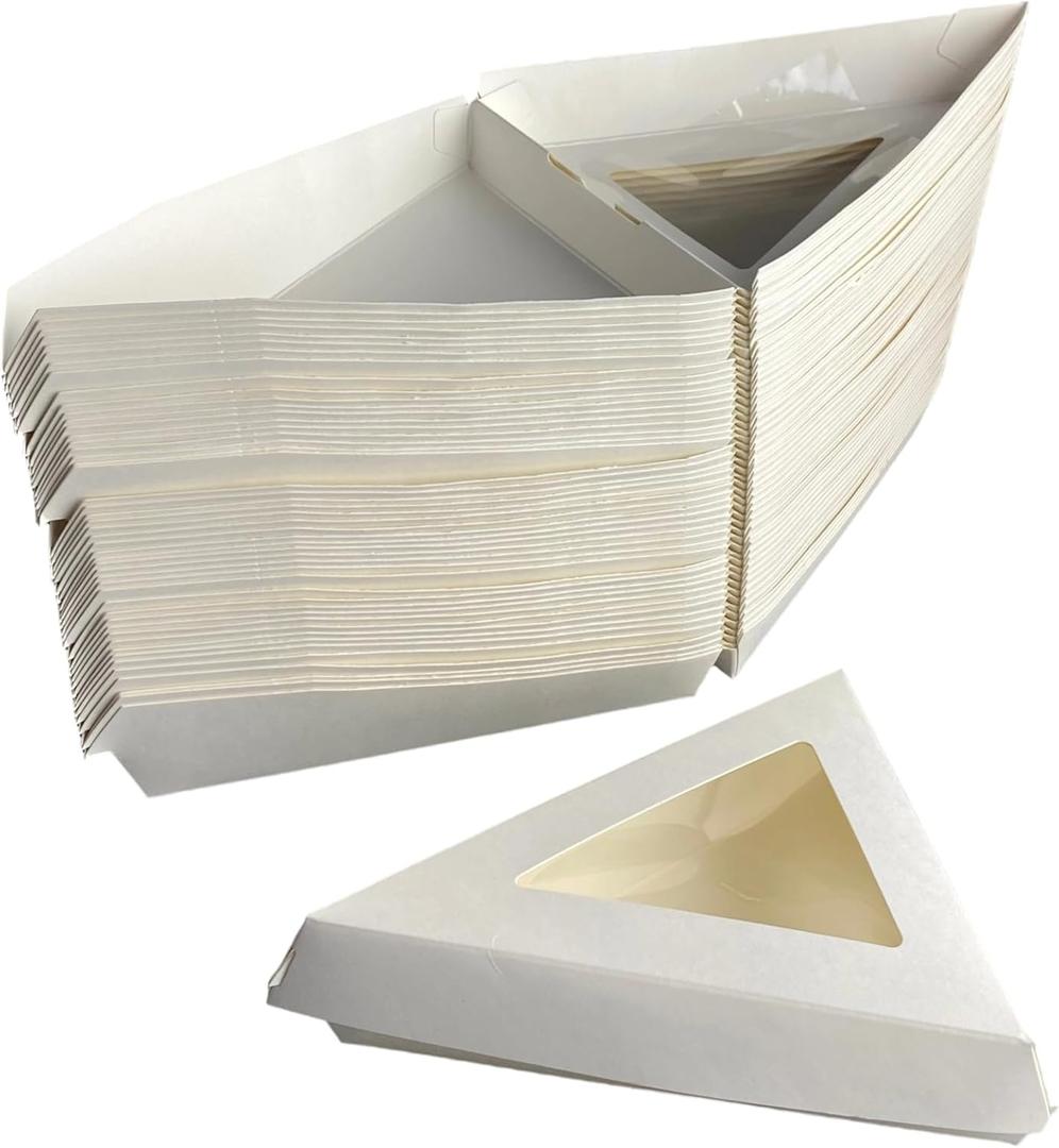 50 Triangle Pizza Slice Boxes with Window, Pizza Slice Container, Individual Pizza Slice Boxes to Go