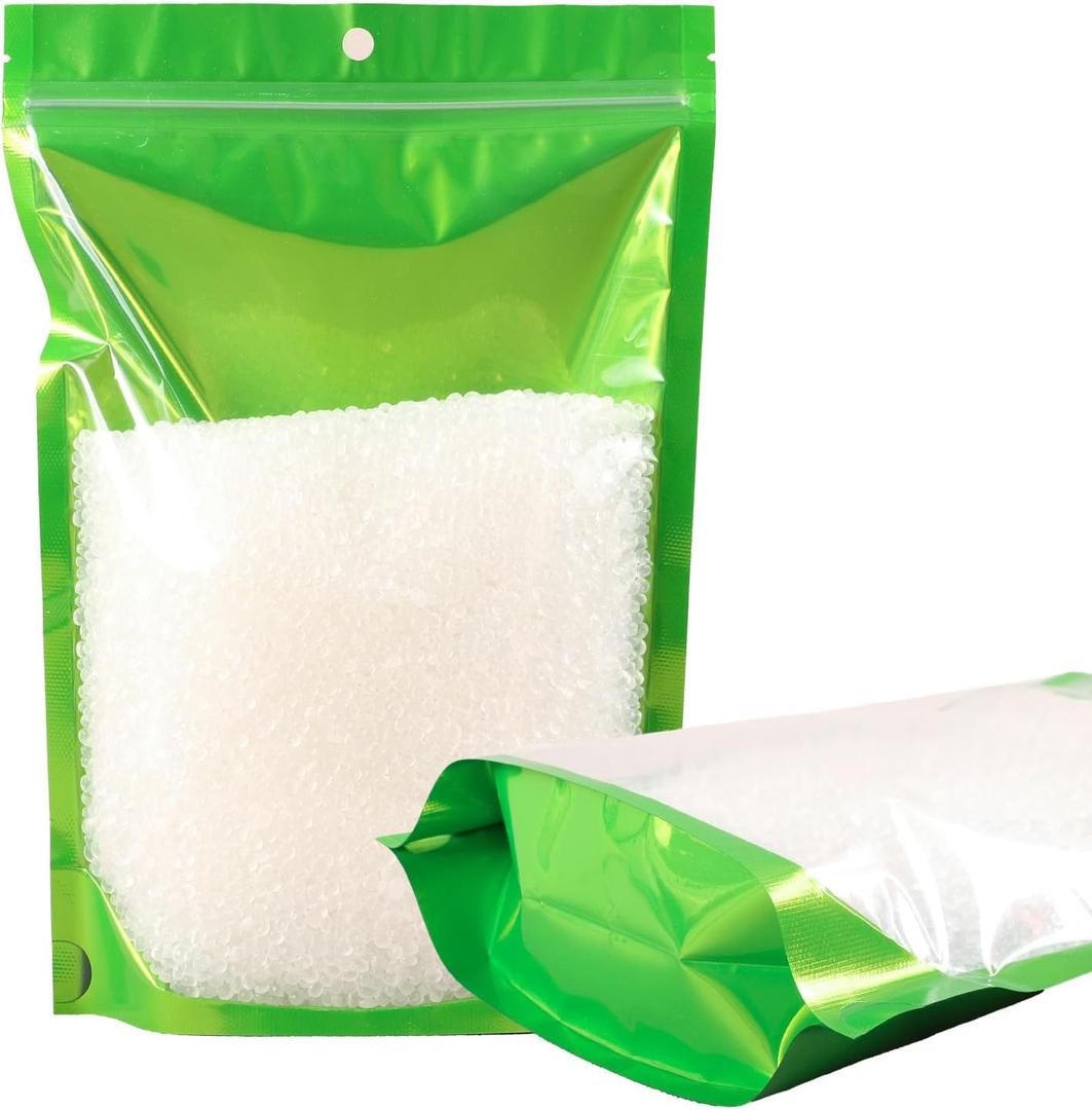 100 Pack Smell Proof Bags, Resealable Mylar Bag with Clear Window, Foil Pouch Stand-up for Food Self Sealing Storage, Scratch Resistant Hand Storage. (Green, 710 inch)