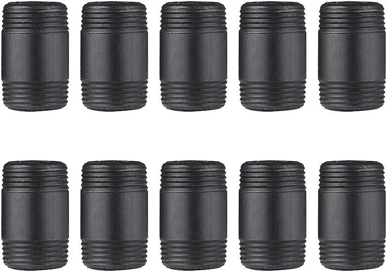 10 Pack 1 Inches x 2 Inches Black Malleable Steel Nipples Fitting, DIY Steampunk Industrial Vintage Style.
