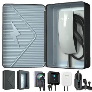 EV Charger Enclosure Outdoor, Weatherproof Wall Mounted Lock Box with Combination Lock Anti-Theft, Heavy Duty ABS Lightweight Storage Case, Universal Compatible with Tesla and Most Level 2 EV Chargers