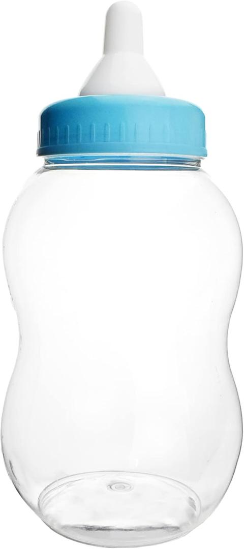 Homeford Jumbo Milk Bottle Coin Bank Baby Shower Plastic Container, 15-inch, Light Blue